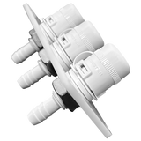 Flushmaster – Flush Port Reroute 3/8" | Triple Outlet | Horizontal | White Acrylic Plate-1