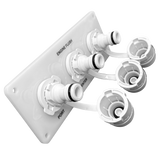 Flush Port Reroute 3/8" | Triple Outlet | Vertical | White Acrylic Plate - 1