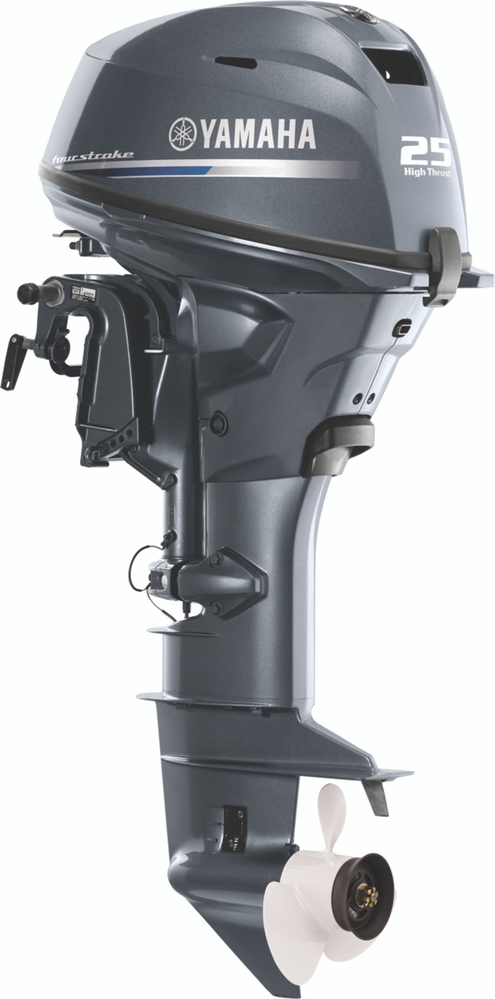 Yamaha T25XWTC High Thrust Outboard - 25-Inch Shaft | 2-Cylinder | High Thrust Model | Remote Mechanical Control | Electric & Electric Start | Power Trim & Tilt | Gray