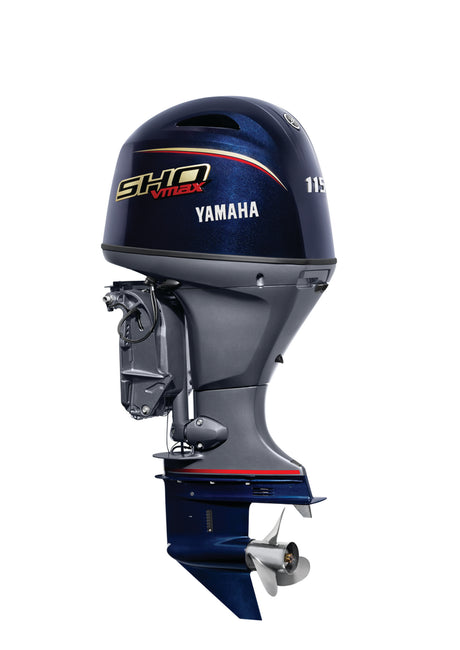 Yamaha VF115XB Outboard-25-Inch Shaft | Remote Control | Electric Start | Power Trim &amp; Tilt | SHO(Black) | V MAX SHO Series