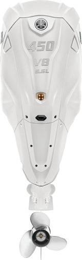 Yamaha XF450USA2 Outboard - 30-Inch Shaft | 5.6-Liter V8 | Digital Electronic Control | Electronic Fuel Injection | Electric Start | Power Trim and Tilt | Pearl White