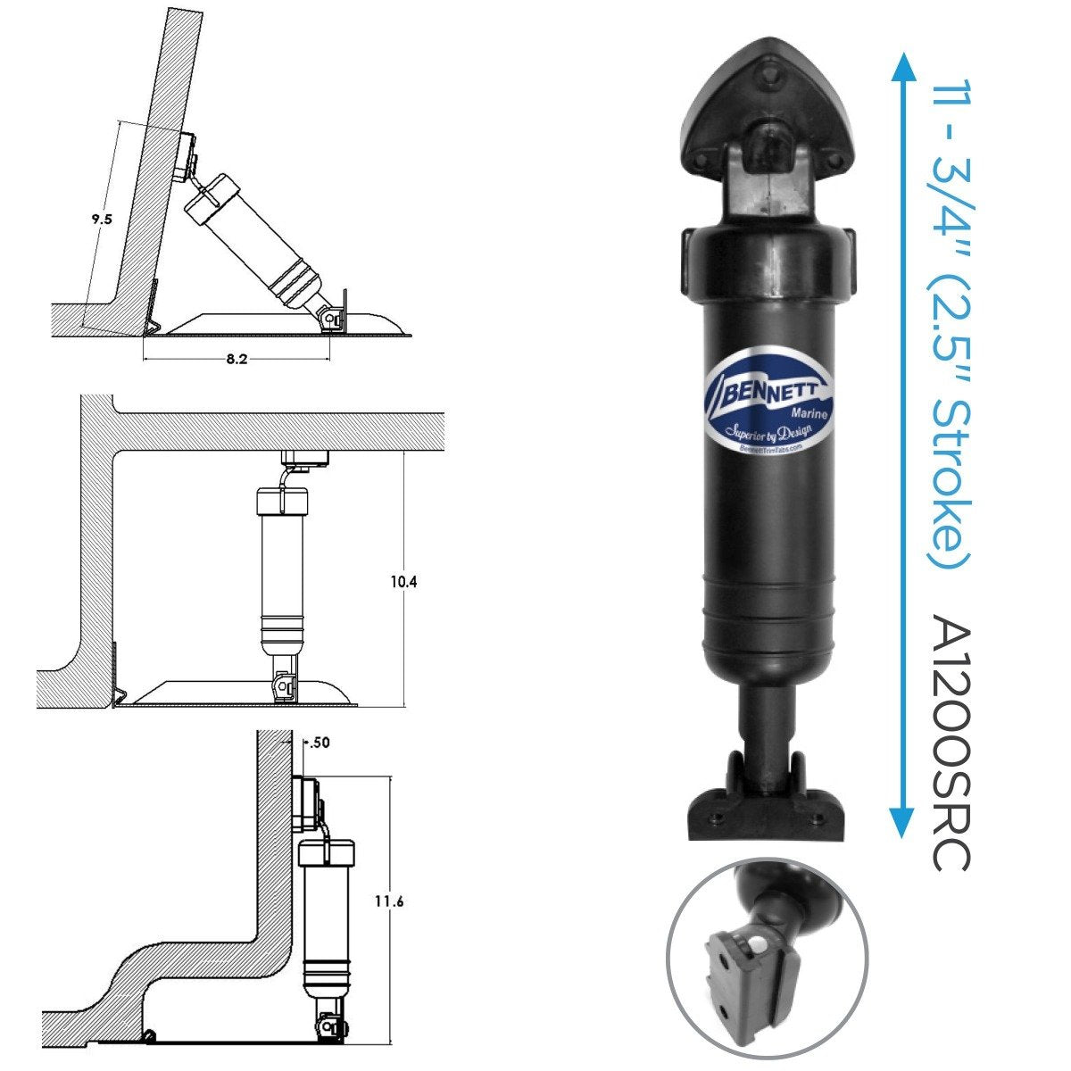 Bennett Trim Tabs - Short Actuator Assembly - A1200S