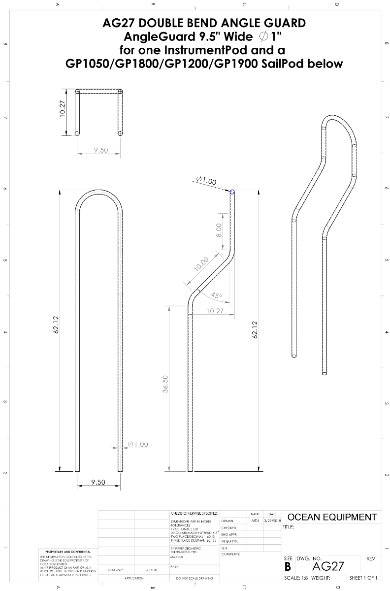 NavPod - AG27 9.5" Wide AngleGuard - Double Bend - 1" Diameter - AG27