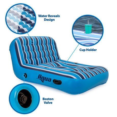 Aqua Leisure Ultra Cushioned Comfort Lounge Hawaiian Wave Print - 2-Person - APL17011S2