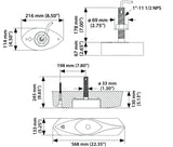 Airmar - B265LM Bronze Chirp Thru-Hull Transducer 1kW w/Fairing Block - Mix & Match Cable Needed - B265C-LM-MM