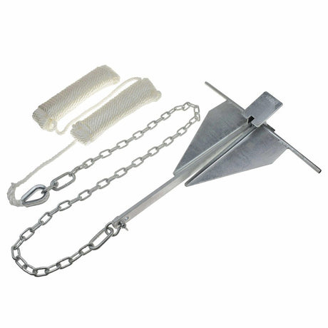 Boating Essentials - Galvanized #8 Fluke Anchor Kit - For Use On Boats Up To 20' - BE-AN-50995-DP