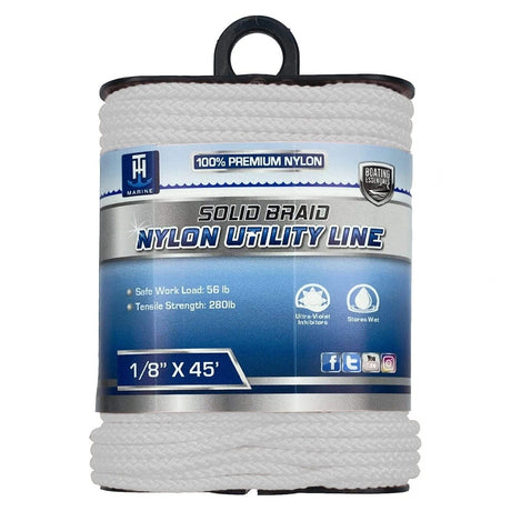 Boating Essentials - Solid Braid Nylon Utility Line - 1/8" X 45' - BE-CO-53725-DP