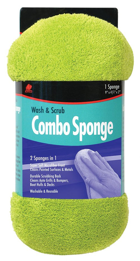 Buffalo Industries - Buffalo Microfiber Wash and Scrub Combo Detailing Sponge - 9" x 4-3/4" x 2" - 65005