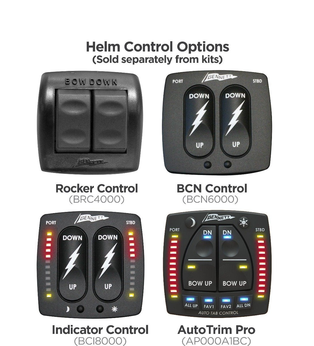 Bennett - 8" x 12" BOLT Electric Trim Tab System - Control Switch Required - BOLT1812