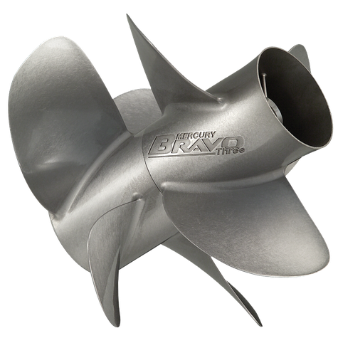 Mercury - Bravo Three Stainless Steel Propeller (Matte Finish) - 4-blade - front prop only - 15.5 Dia - 24 Pitch - 48-8M8022420