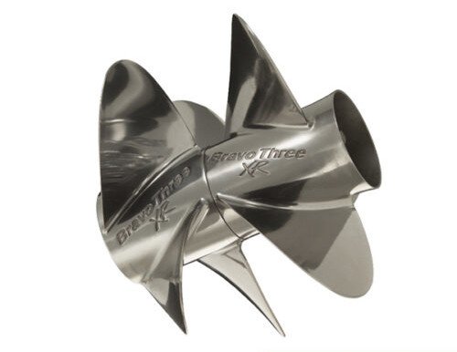 Mercury - Bravo Three XR Pro Finished Racing Propeller - 4-Blade Front only- 250 to 520 HP Outboards - 15.5 Dia. - 28 Pitch - 48-842945L80