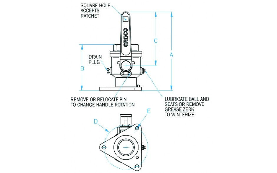 Groco - Full-Flow Flanged Ball-Type Seacock - Bronze - BV2500