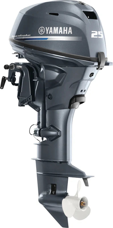 Yamaha F25SWHC Outboard -15-Inch Shaft | Tiller Handle | Manual & Electric Start | Power Trim & Tilt | DEC | Gray