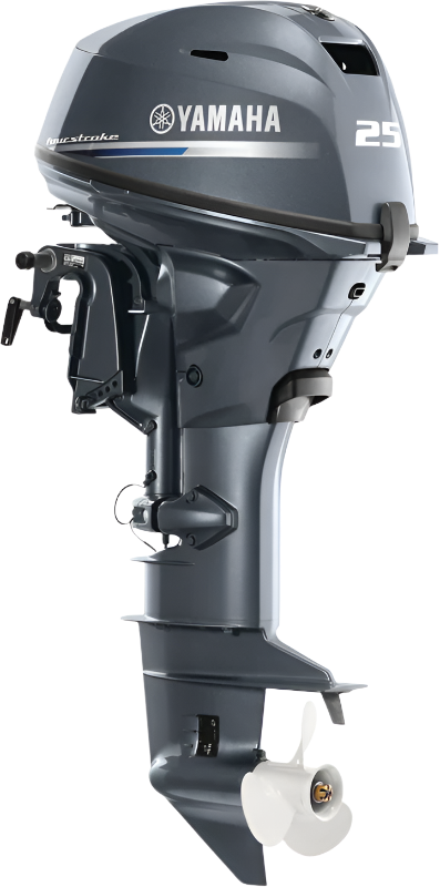Yamaha T25LWTC Outboard - 20-Inch Shaft | Remote Mechanical Control | Electric & Manual Start | Power Trim & Tilt | High Thrust | Gray