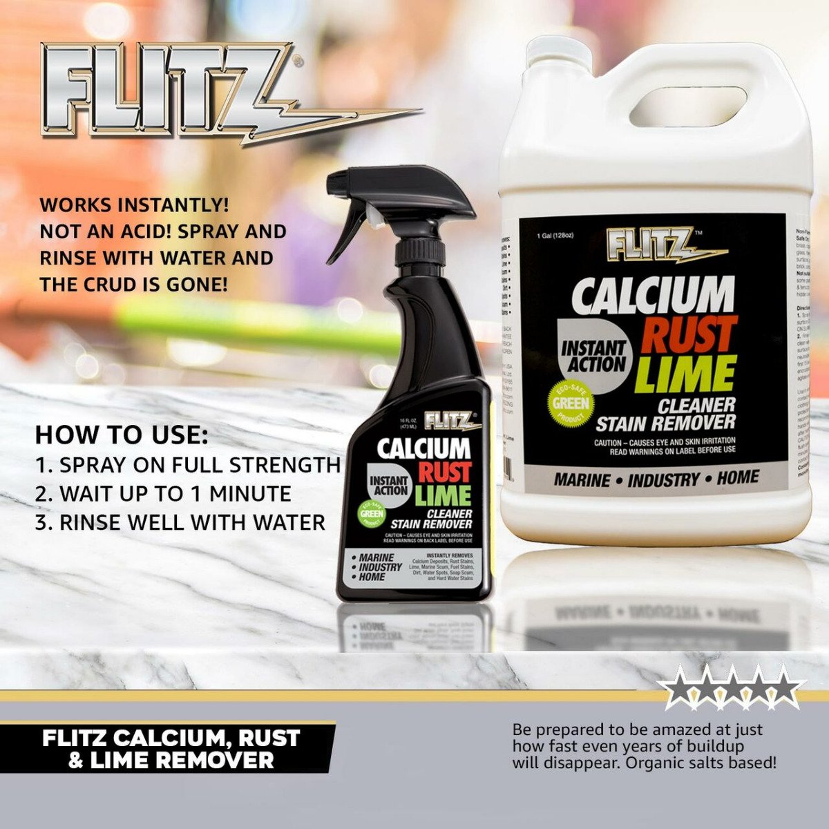 Flitz - Instant Calcium, Rust & Lime Remover - Gallon Refill - CR 01610