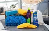 Boat Owners Cleaning Kit - Essentials - Boat Soap - Deck Brush - Boat Wax - Detailing Towel - Absorber Mini