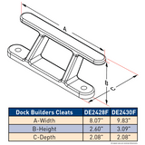 Dock Edge - Dock Builders Cleat - Angled Aluminum Rail Cleat - 10" - 2430-F