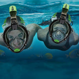 Aqua Leisure Frontier Full-Face Snorkeling Mask - Adult Sizing - Eye to Chin > 4.5" - Green/Black - DPM17478LS2