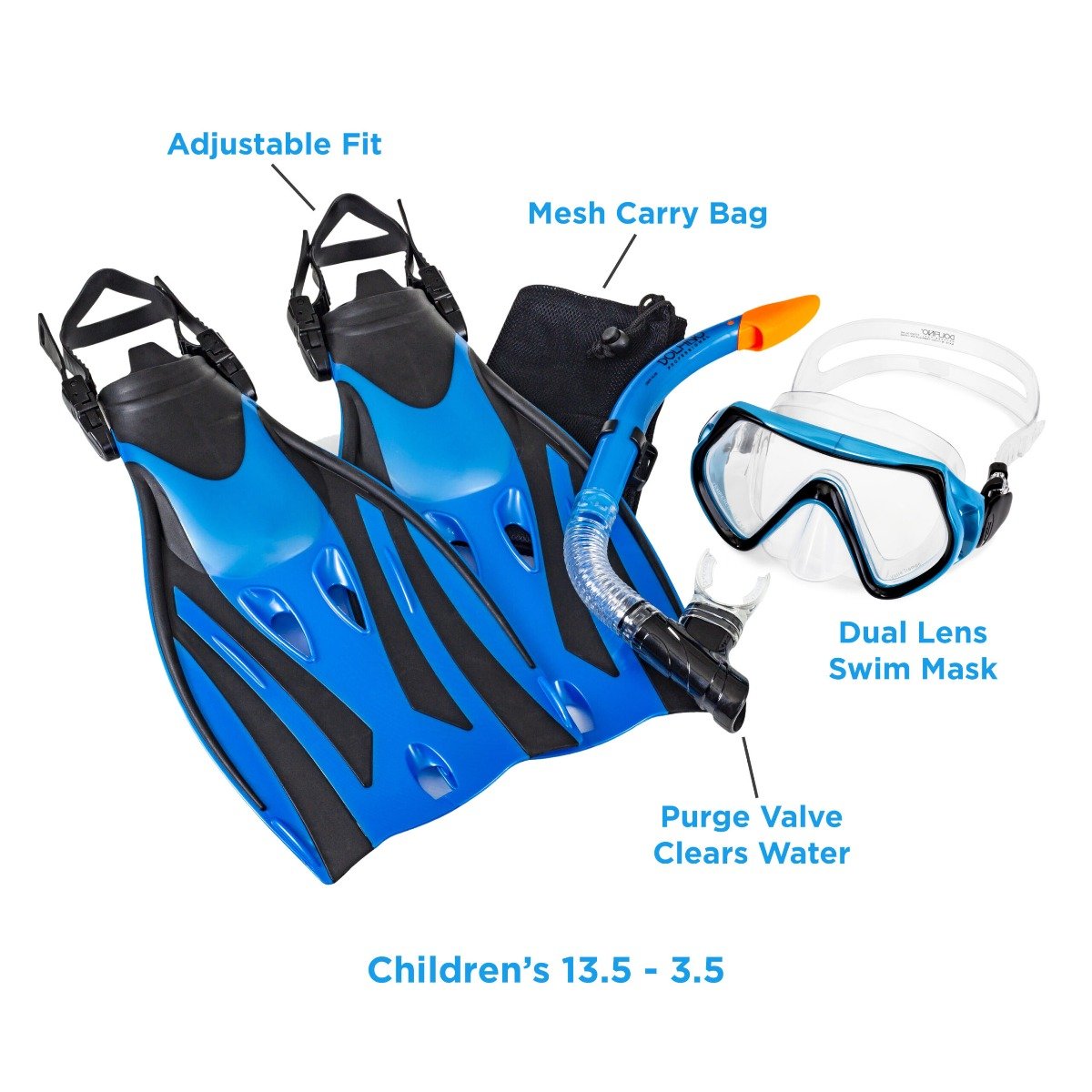 Aqua Leisure Ion Junior 5-Piece Dive Set - Ages 7+ Children&#39;s Size 9.5-13.5 - DPX5976S1L