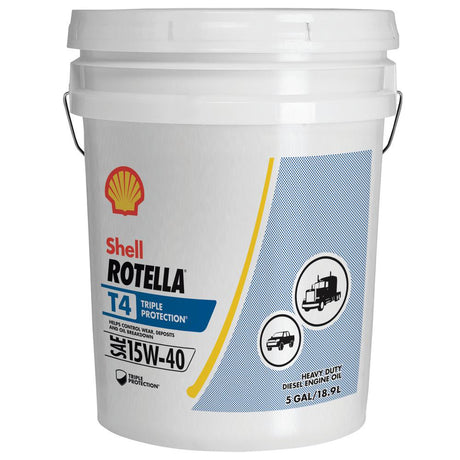 Shell Oil - Rotella T4 Triple Protection Heavy-Duty Diesel Motor Oil - 5 Gallons - 550045128