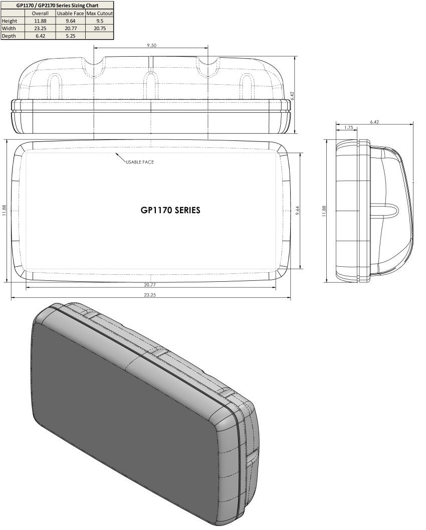 NavPod - 9.5" Pre-Cut For E120W/C120W Offset To Right - GP1173