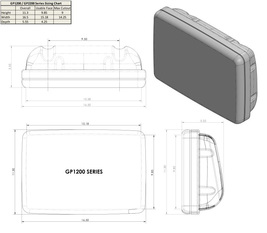 NavPod - SailPod Pre-Cut f/Garmin 1020 / 1020xs / 1040xs f/9.5" Wide Guard - GP1201