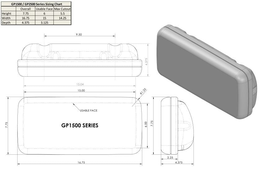 NavPod - GP1500-17 SystemPod Pre-Cut for Simrad GO7/B&G Vulcan 7 & 1 Instrument for 9.5" Wide Guard - GP1500-17