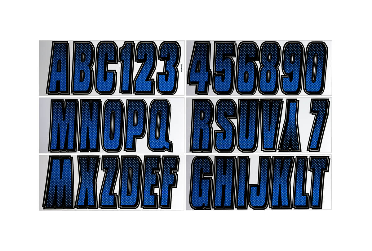 Hardline Products - 3" Boat Lettering Registration Kit - Series 300 - Blue/Black - BLBKG300