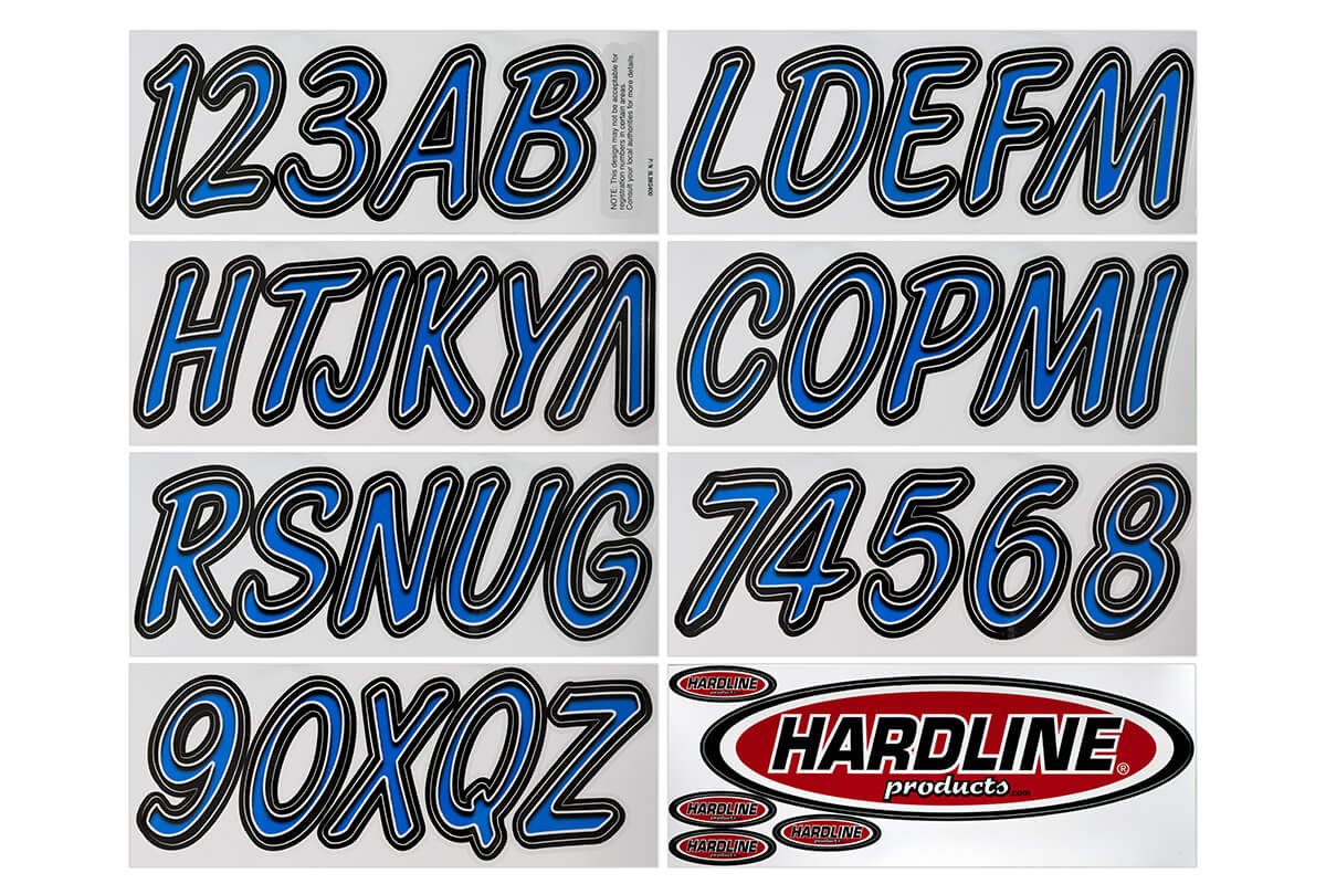 Hardline Products - 3" Boat Lettering Registration Kit - Series 400 - Blue/Black - BLBKG400