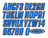 Hardline Products - 3" Boat Lettering Registration Kit - Series800 - Blue/Black - BLBLK800