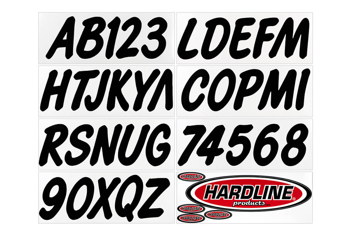 Hardline Products - 3" Boat Lettering Registration Kit - Series 400 - Black - BLK400EC