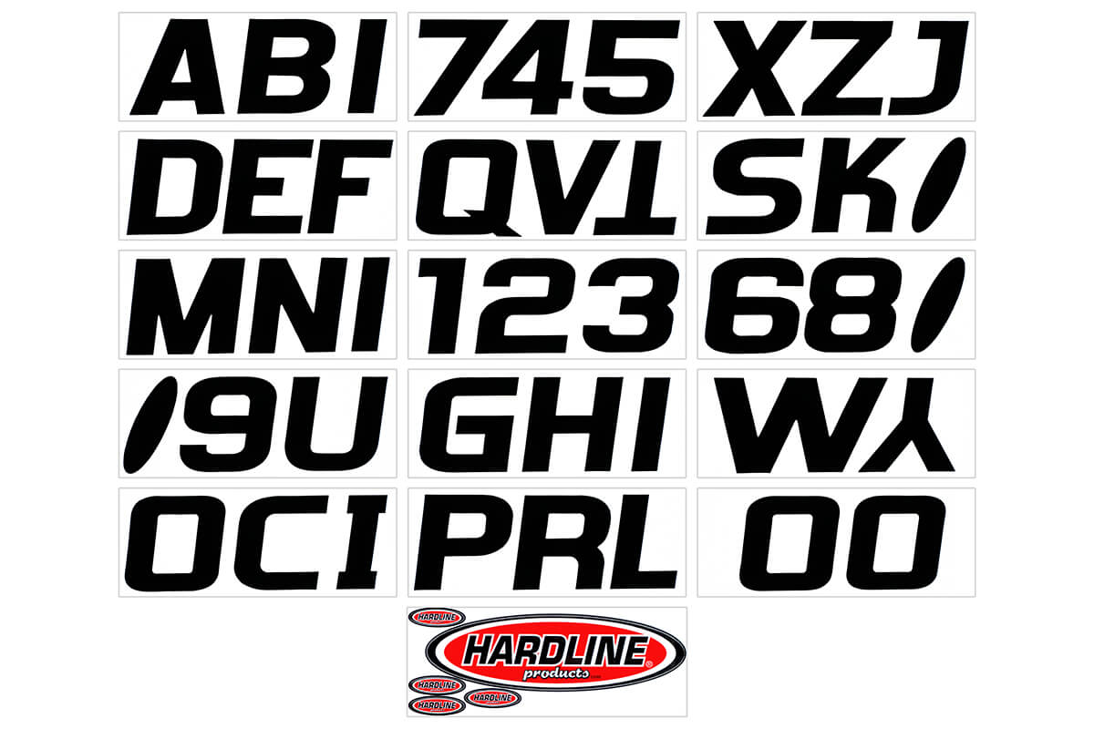 Hardline Products - 3" Boat Lettering Registration Kit - Series 700 - Black - BLK700EC