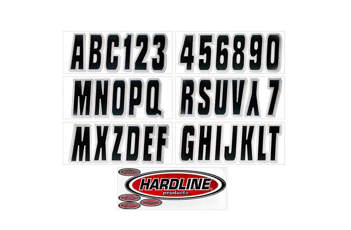 Hardline Products - 3" Boat Lettering Registration Kit - Series 320 - Black/Silver - BLKSI320