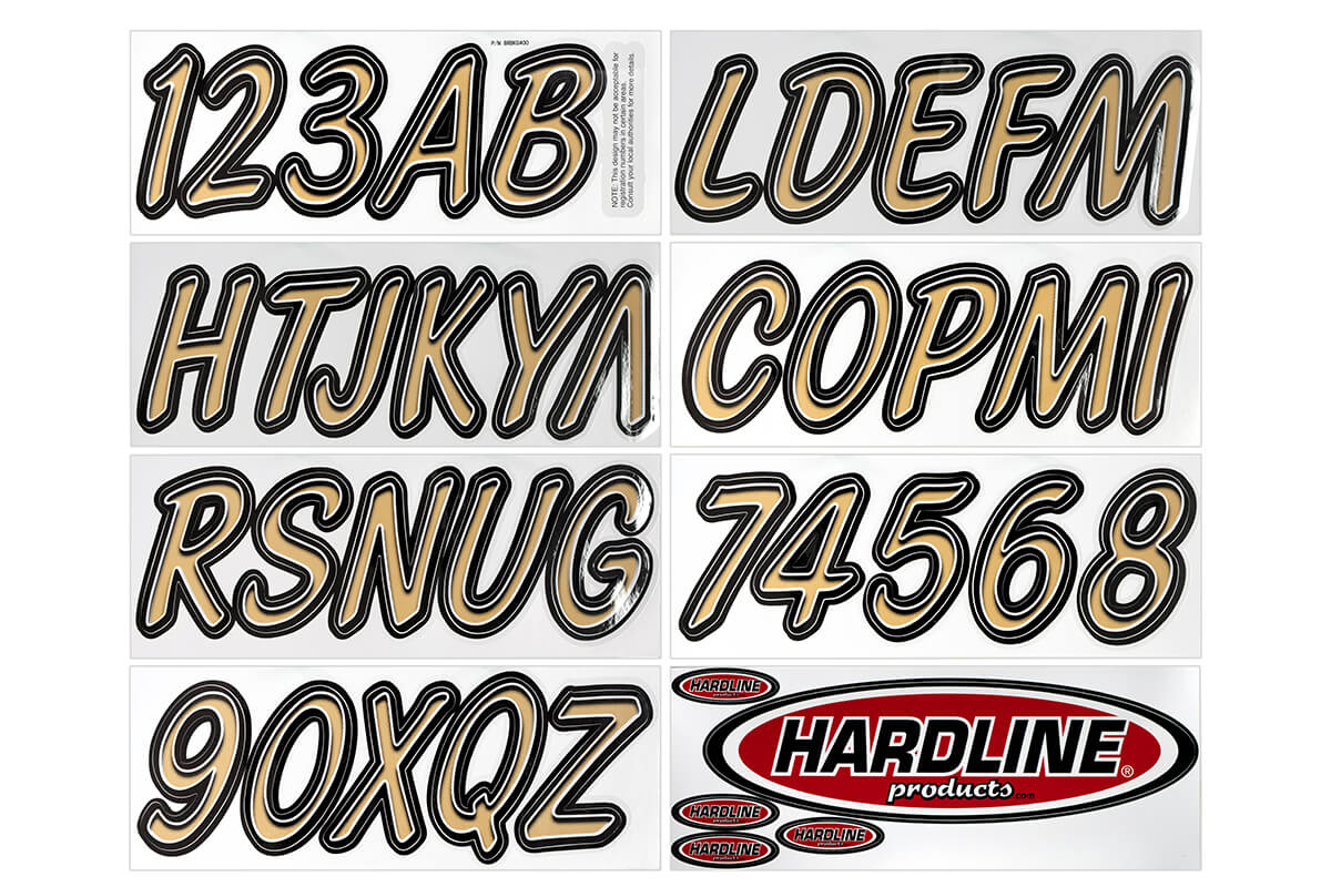 Hardline Products - 3" Boat Lettering Registration Kit - Series 400 - Brown/Black - BRBKG400