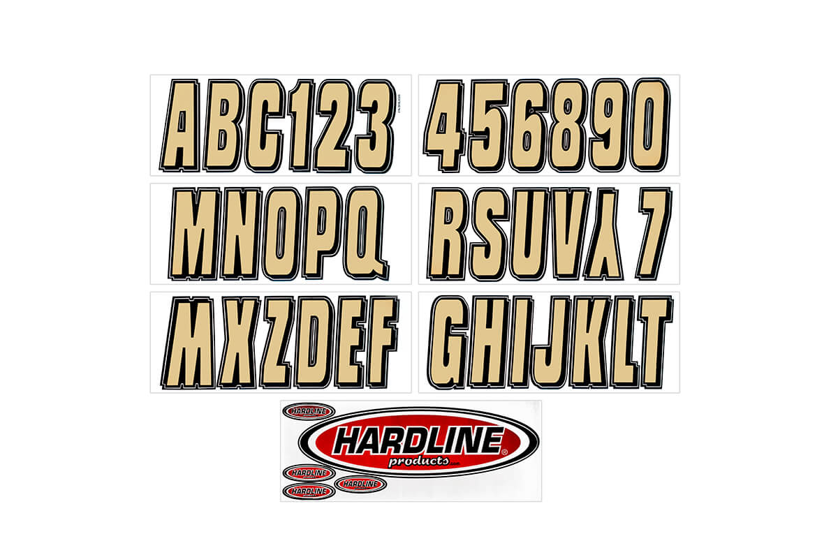 Hardline Products - 3" Boat Lettering Registration Kit - Series 320 - Brown/Black - BRBLK320