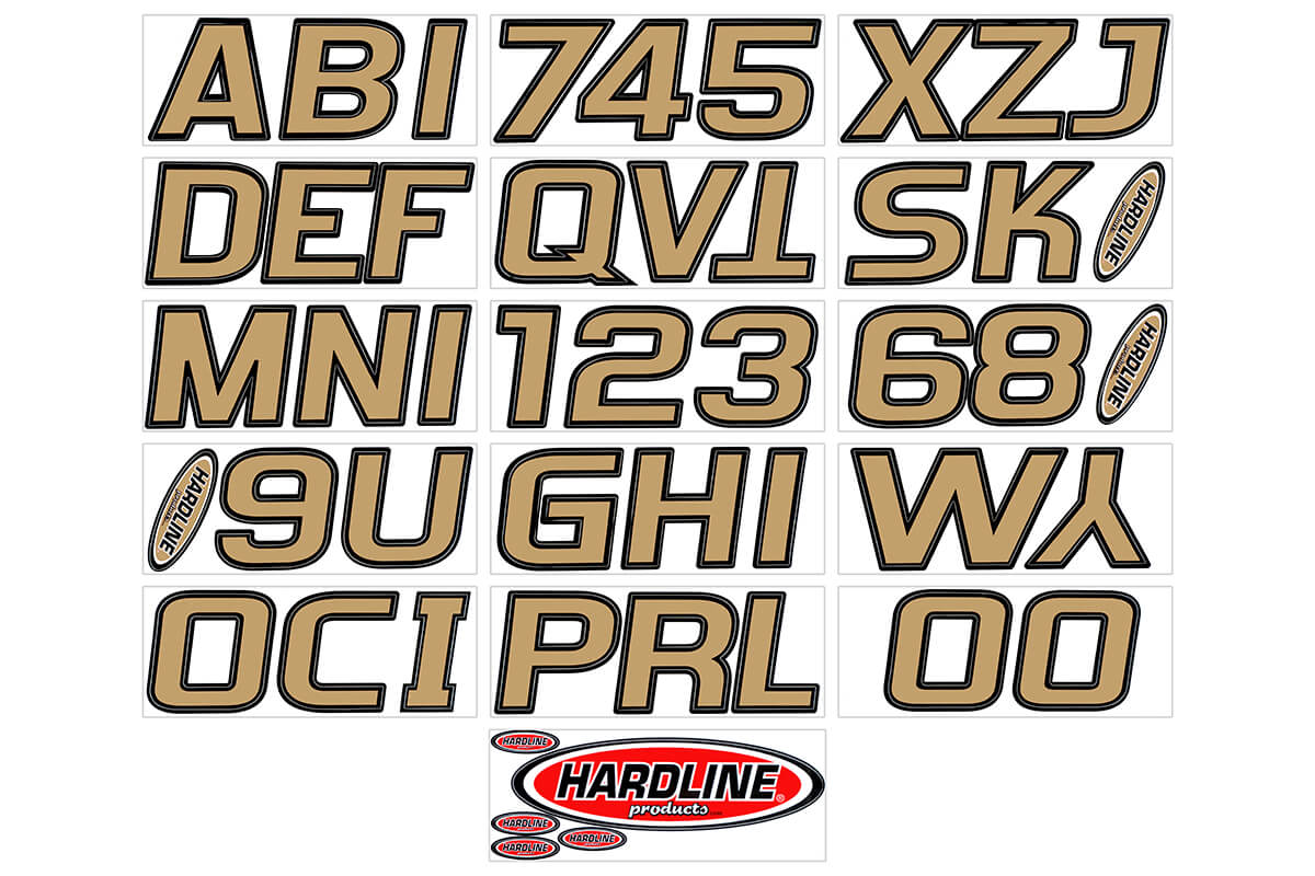 Hardline Products - 3" Boat Lettering Registration Kit - Series 700 - Beige/Black - BRBLK700