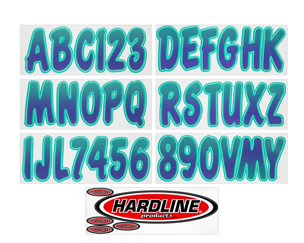 Hardline Products - 3" Boat Lettering Registration Kit - Series 200 - Purple/Teal - PUTEG200