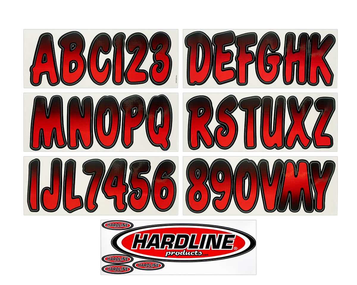 Hardline Products - 3" Boat Lettering Registration Kit - Series 200 - Red/Black - REBKG200