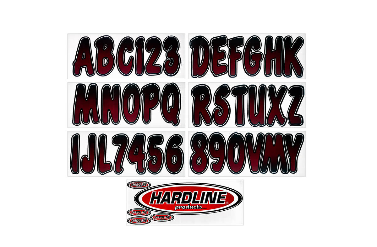 Hardline Products - 3" Boat Lettering Registration Kit - Series 200 - Burgundy/Black - RUBKG200