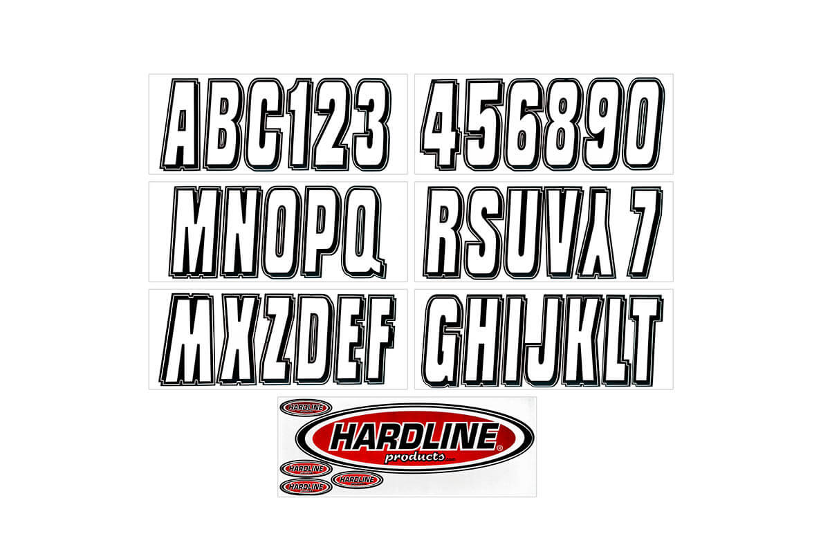 Hardline Products - 3" Boat Lettering Registration Kit - Series 320 - Silver/Black - SIBLK320