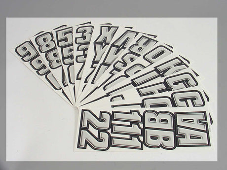 Hardline Products - 2" Snowmobile Lettering Registration Kit - Silver/Black - SIBLK500