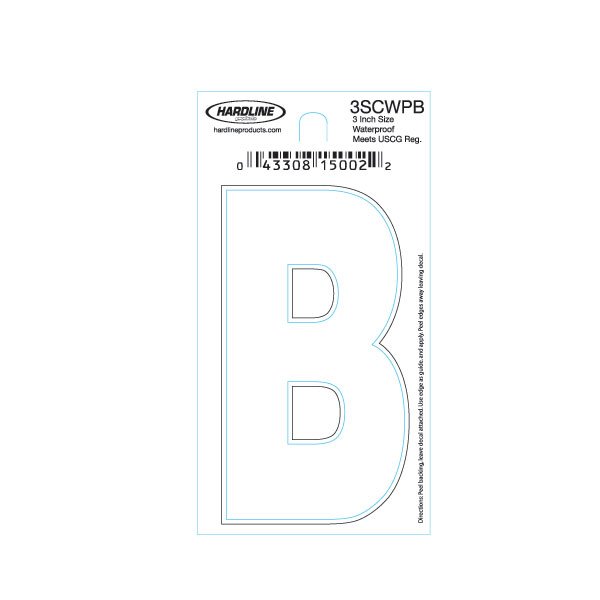 Hardline Products - 3" Single Dyer Font Letters - White - "B" - 10 Pack  - 3SCWPB