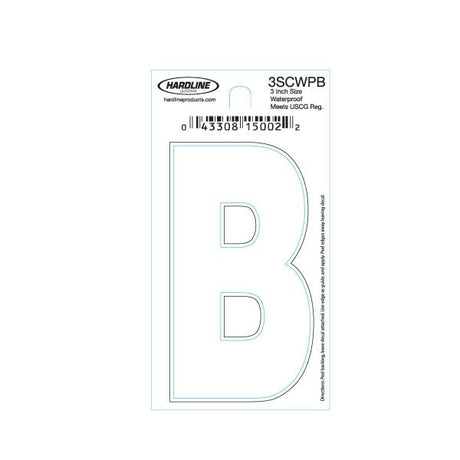 Hardline Products - 3" Single Dyer Font Letters - White - "B" - 10 Pack  - 3SCWPB