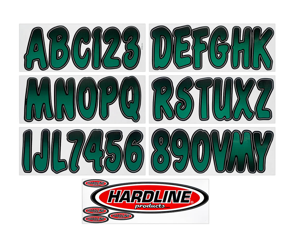 Hardline Products - 3" Boat Lettering Registration Kit - Series 200 - Forest Green/Black - TEBKG200