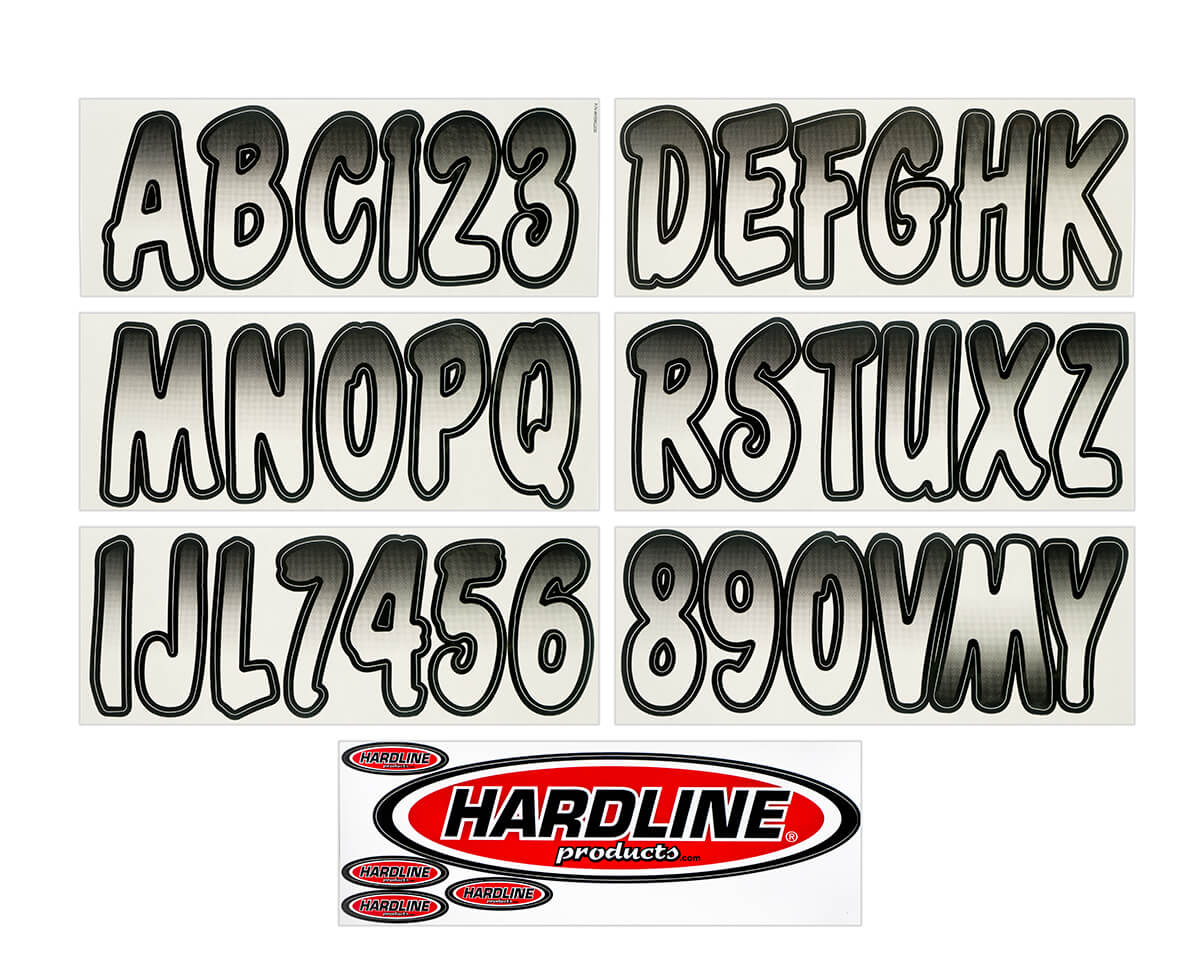 Hardline Products - 3" Boat Lettering Registration Kit - Series 200 - White/Black - WHBKG200