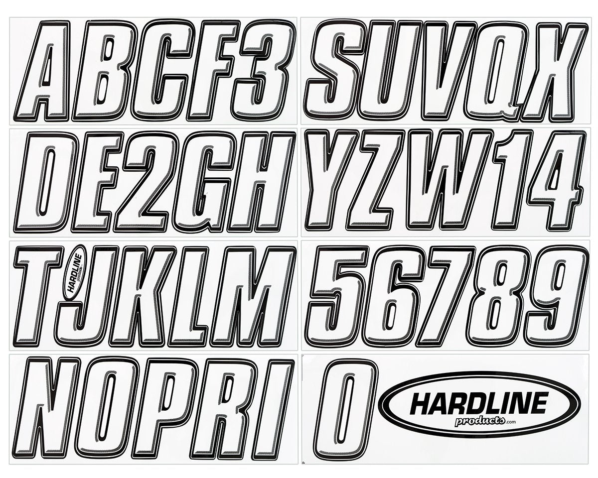 Hardline Products - 3" Boat Lettering Registration Kit - Series800 - White/Black - WHBLK800