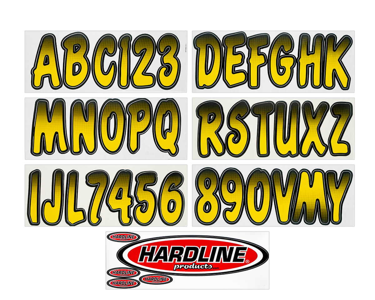 Hardline Products - 3" Boat Lettering Registration Kit - Series 200 - Yellow/Black - YEBKG200