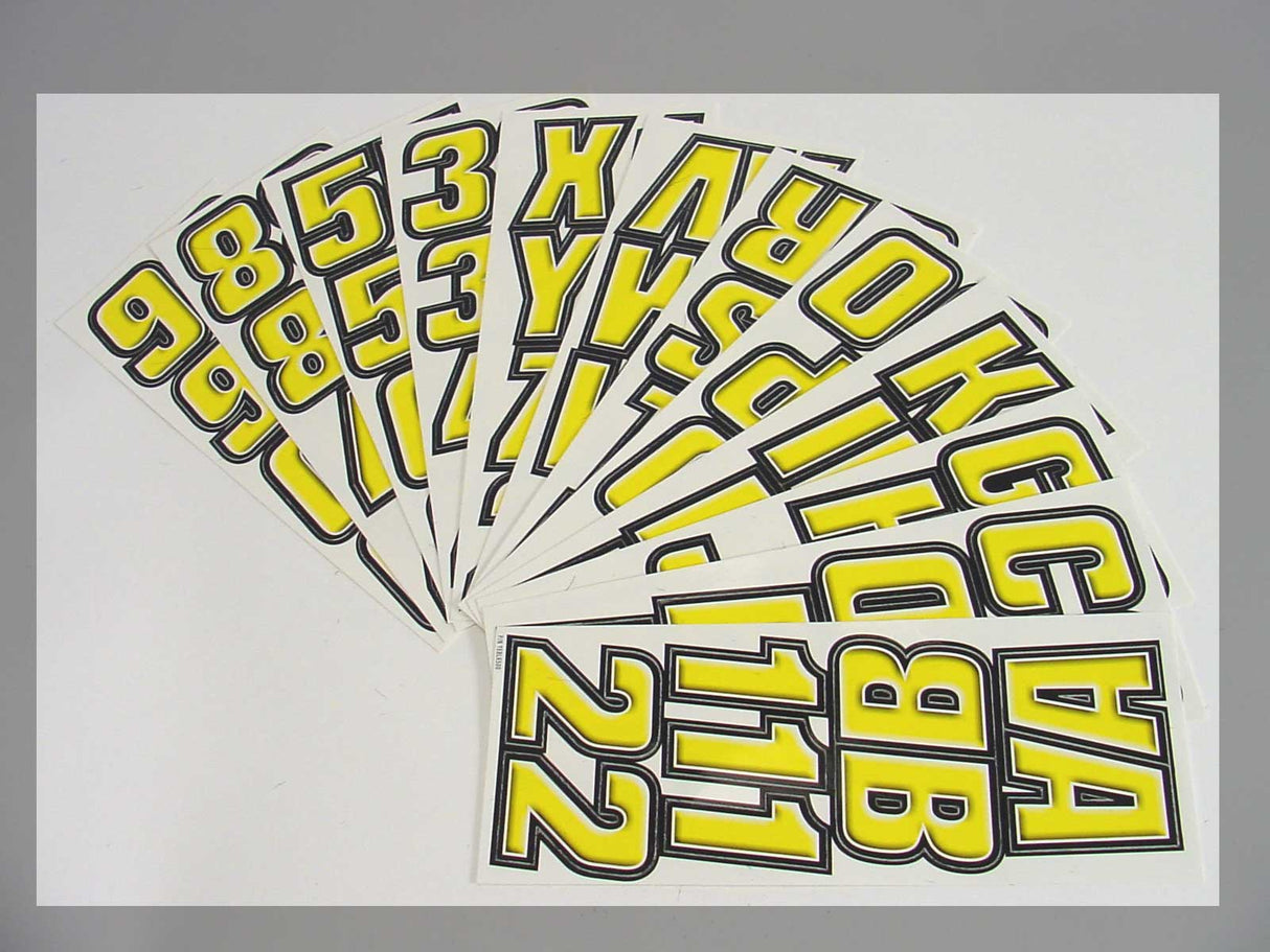 Hardline Products - 2" Snowmobile Lettering Registration Kit - Yellow/Black - YEBLK500