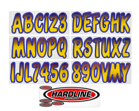 Hardline Products - 3" Boat Lettering Registration Kit - Series 200 - Yellow/Purple - YEPUG200