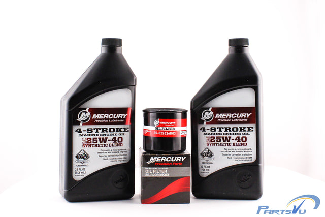 Mercury Marine 8 9.9 & 15 HP Four Stroke Outboard FC-W 25W-40 Synthetic Blend Oil Change Kit